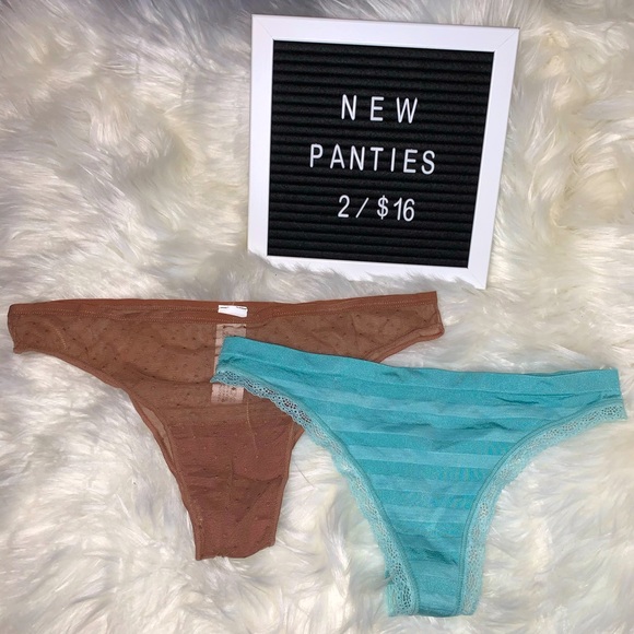 NEW Thong & Cheeky Panties Brown Sheer & Blue - Picture 1 of 13